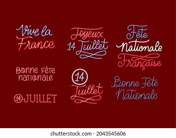 bastille day phrases set over red