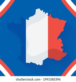 Bastille Day postcard with map