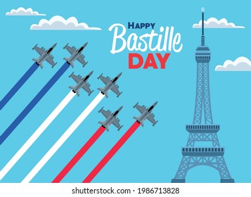 bastille day poster with airforce flying