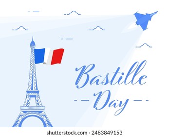 Bastille day poster flyer or social media post design. France Independence Day Vector Illustration