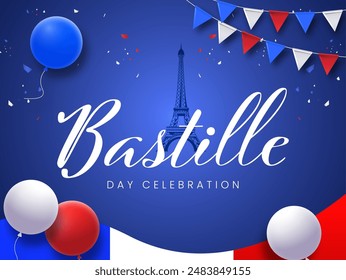 Bastille day poster flyer or social media post design. France Independence Day Vector Illustration