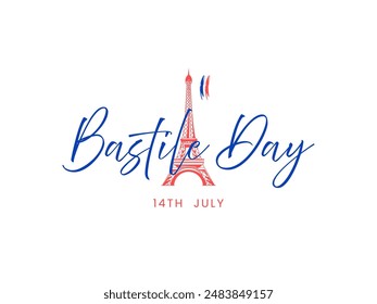 Bastille day poster flyer or social media post design. France Independence Day Vector Illustration