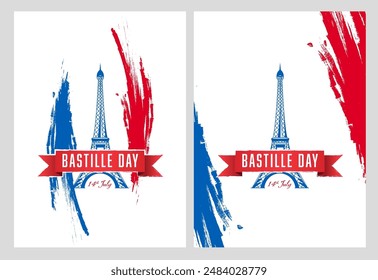 Bastille day poster flyer or social media post design. France Independence Day Vector Illustration