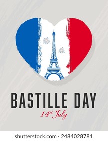 Bastille day poster flyer or social media post design. France Independence Day Vector Illustration