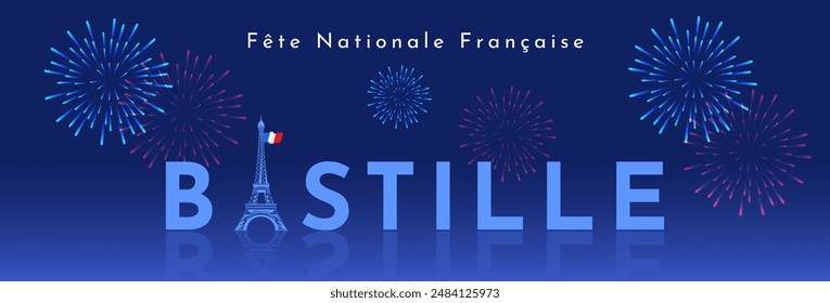 Bastille day poster flyer or social media post design. France Independence Day Vector Illustration