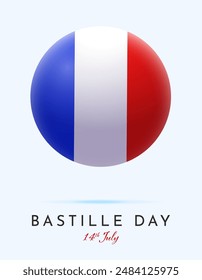 Bastille day poster flyer or social media post design. France Independence Day Vector Illustration