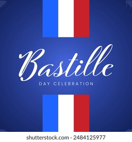 Bastille day poster flyer or social media post design. France Independence Day Vector Illustration