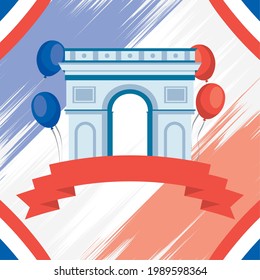 Bastille Day template with triumph arch