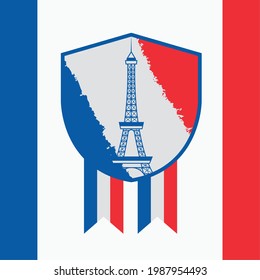 bastille day tower flag card