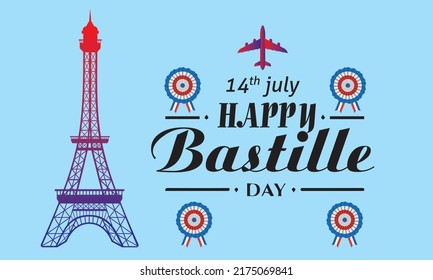 Bastille Day typography, Bastille day concept, Hand drawn bastille day concept 2022 happy bastille day 