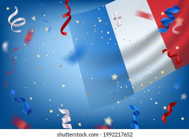 Bastille Day vector card with copy space