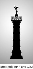 Bastille monument vector image. Realistic silhouette. Symbol of Paris city. Isolated abstract graphic design template. National Holiday in France congrats concept. Black and white style. Frontal view.