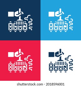 Basting Brush blue and red four color minimal icon set