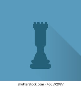 Bastion Chess Figure on red background (long shadow)