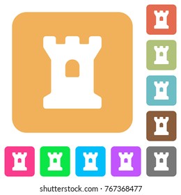 Bastion flat icons on rounded square vivid color backgrounds.