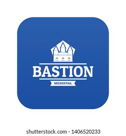 Bastion medieval icon blue vector isolated on white background
