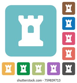 Bastion white flat icons on color rounded square backgrounds