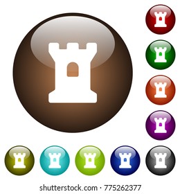 Bastion white icons on round color glass buttons
