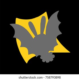 Bat against the background of a yellow square