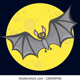 A bat against full moon