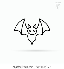 Bat animal outline vector icon. Halloween and holiday, flying animal. Isolated vector illustration