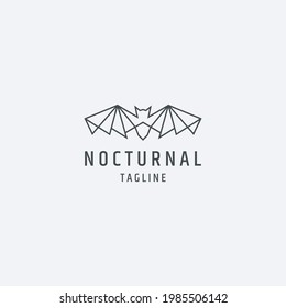 Bat animal polygonal outline logo icon design template vector illustration