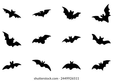 Bat animal silhouette icon set
