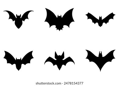 Bat animal silhouette icon set