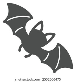 Bat animal solid icon, halloween concept. Vector graphics. Flying mouse sign on white background, glyph style icon for mobile or web design