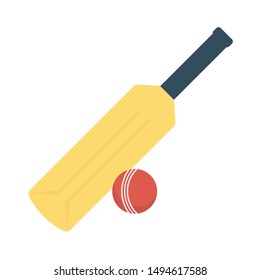 bat and ball for cricket sport flat icon 