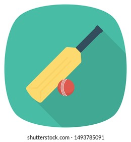 bat and ball for cricketer flat icon 