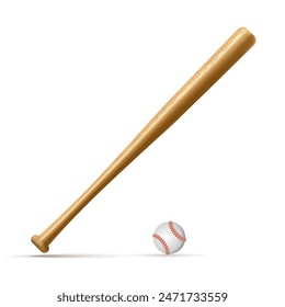 Bat and ball on a white background. Vector illustration