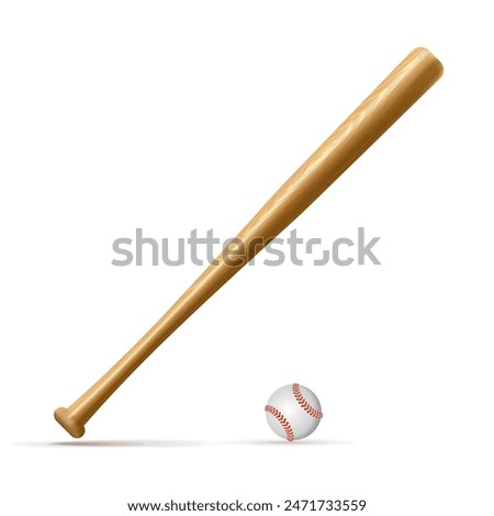 Bat and ball on a white background. Vector illustration