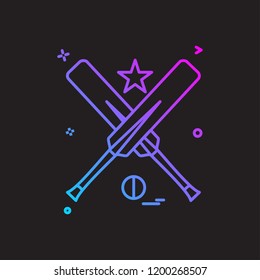 bat ball star cricket icon vector design