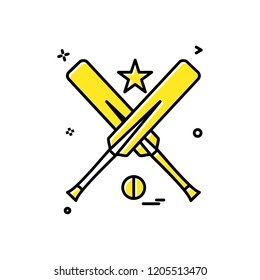 bat ball star cricket icon vector design