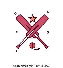 bat ball star cricket icon vector design