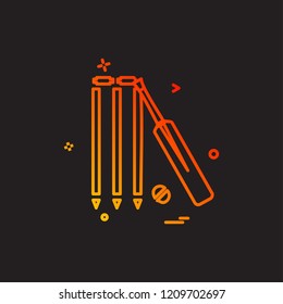 bat ball wicket cricket icon vector design