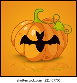 bat, banner and background for pumpkins for Halloween