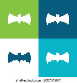 Bat With Big Wings Silhouette Flat four color minimal icon set
