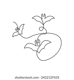 Bat Bird Continuous one line art outline vector illustration and tattoo design
