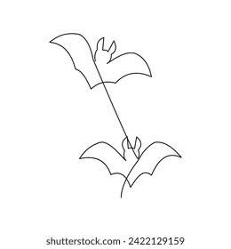 Bat Bird Continuous one line art outline vector illustration and tattoo design
