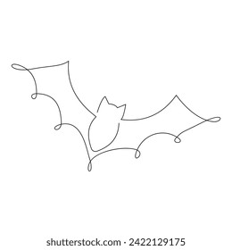 Bat Bird Continuous one line art outline vector illustration and tattoo design
