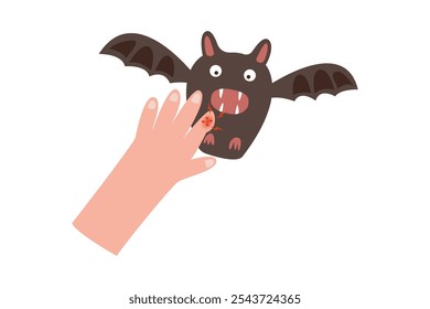 bat bite. rabie concept vector illustration