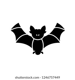 Bat black icon, vector sign on isolated background. Bat concept symbol, illustration 