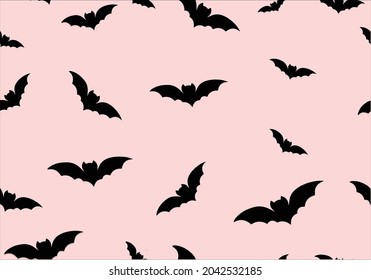 bat black and pink vector art design hand drawn Halloween banner, scary balloons, Ghost, spider and web, vector