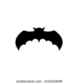 Bat black silhouette isolated on white background