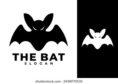 Diseño de logotipo vectorial de silueta negro murciélago