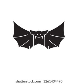 Bat black vector concept icon. Bat flat illustration, sign