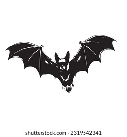 bat black and white silhouette illustration 
