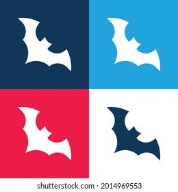 Bat blue and red four color minimal icon set